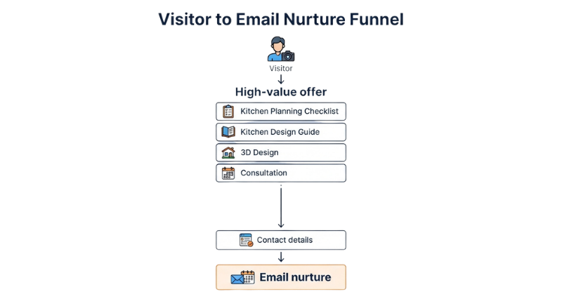 A diagram explaining how lead nurture works